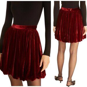 Rebecca Taylor, Women’s ‘Velveteen’ Mini Bubble Velvet Skirt, Cranberry Red SZ 8